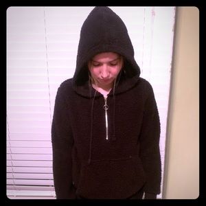 Black sweater with hood, junior size 11-13